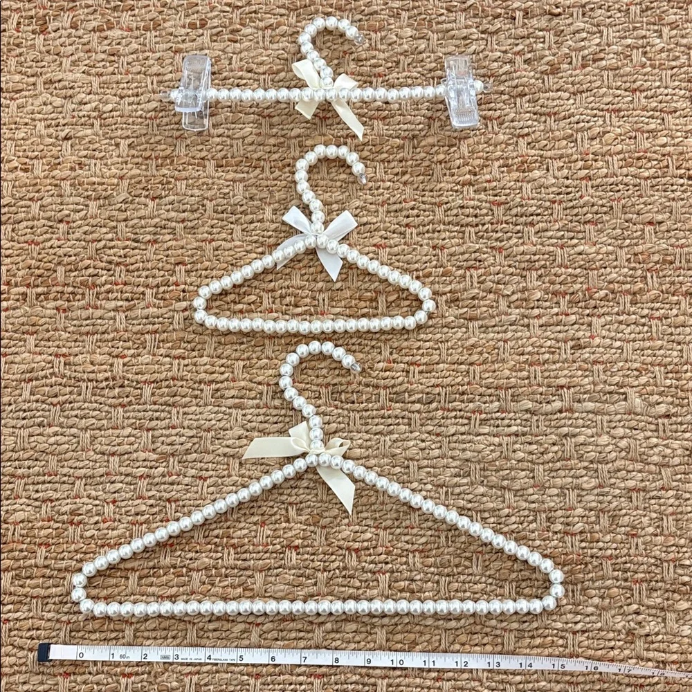 Pearl Beaded Hangers with Bows Set of Three